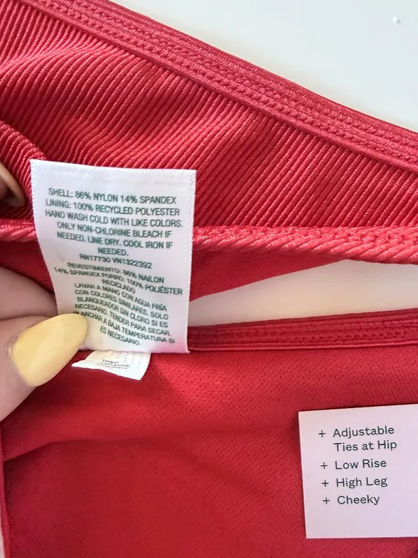 NWT Wild Fable Shiny Star Charm Side Tie String Bikini Bottom Red Small 4-6 - Image 3