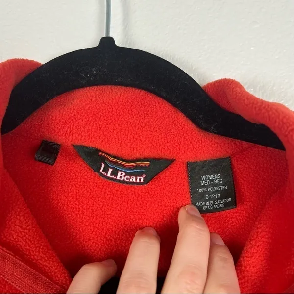 L.L. Bean‎ Vintage 1/4 Zip Fleece Pullover Red Sz M - Image 3