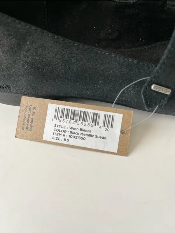 Toms Bianca Ballet Mary Jane Flats Black Metallic Suede NEW NWT Size 8.5 - Image 6