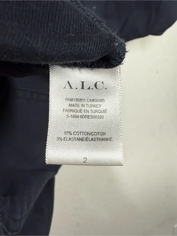 A.L.C Novak Front Zip V Neck Twill Mini Dress Size 2 - Image 5