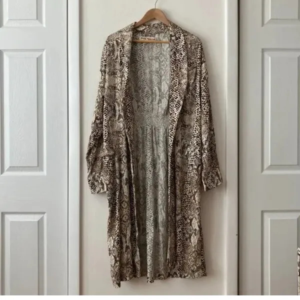 Free‎ People Wild Nights Snake Print Kimono Duster Brown Size S - Image 2