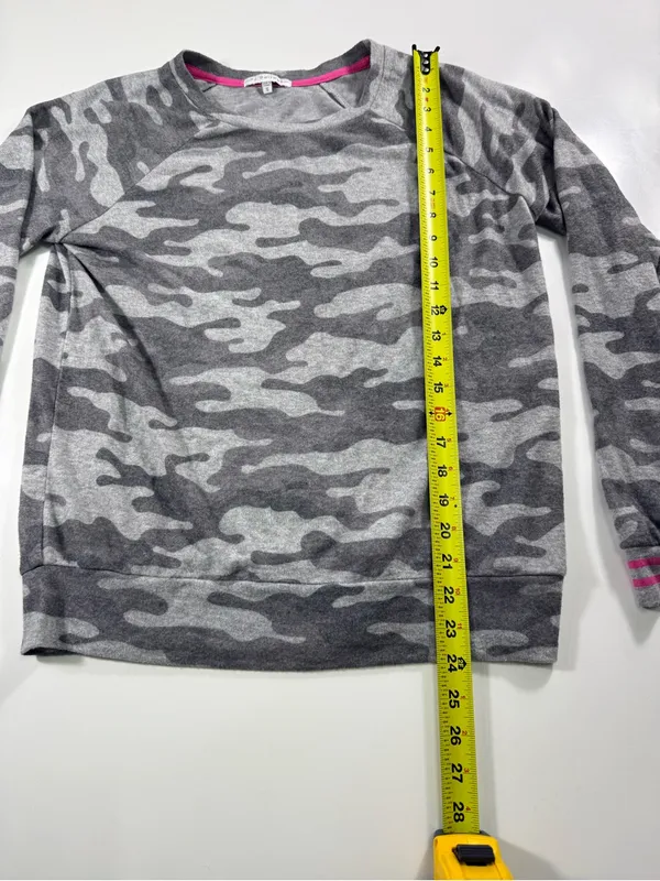 PJ Salvage Gray Camo Pullover with Pink-Trim Cuffs Super Soft - Image 3