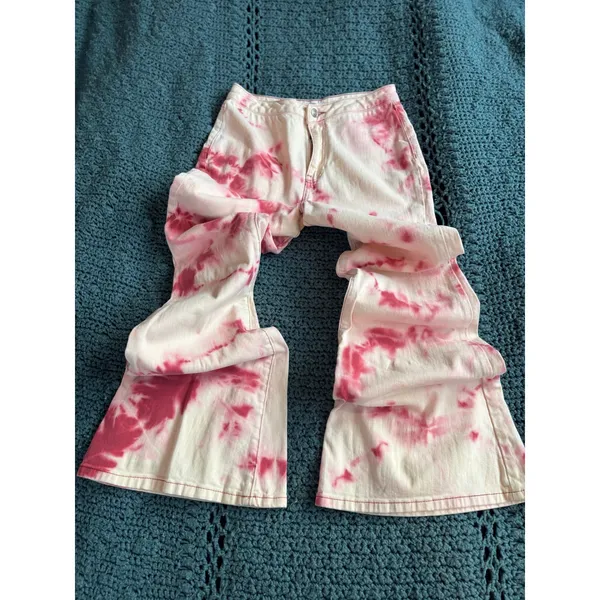 Forever 21 Pink Tie Dye Flare Jeans High Waisted Bell Bottoms Size 27 - Image 8