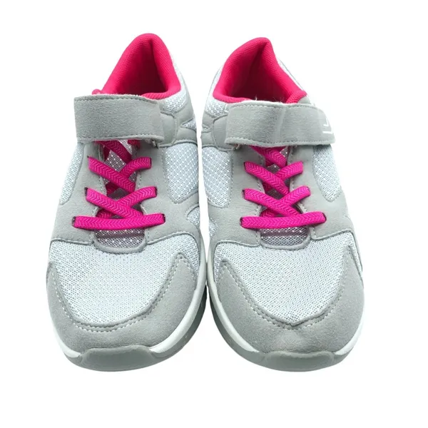 Fashion Womens Sneakers Running Shoes Mesh Hook & Loop Gray Pink Size 5.5 - Image 2