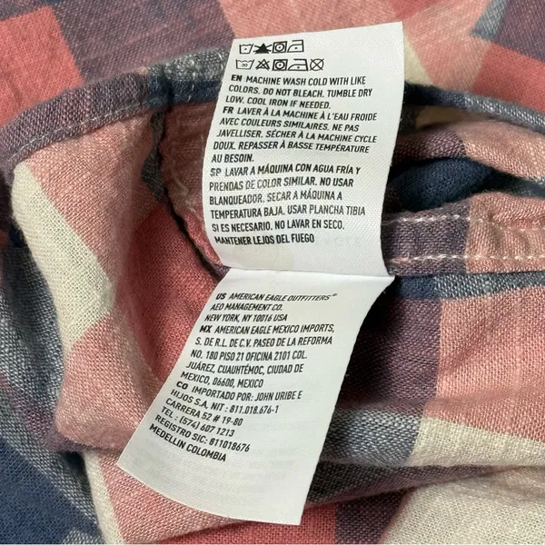 American Eagle Outfitters Plaid Shirt - Red,Pink,Blue, Cream 100%Cotton Sise M - Image 10