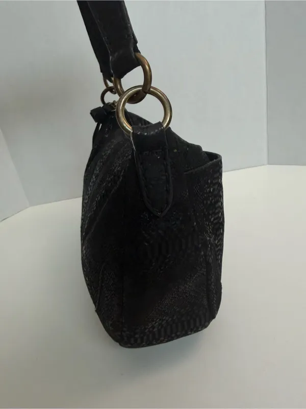 Frye Melissa Purse Crossbody Handbag Convertible Leather Reptile Black Bronze - Image 8