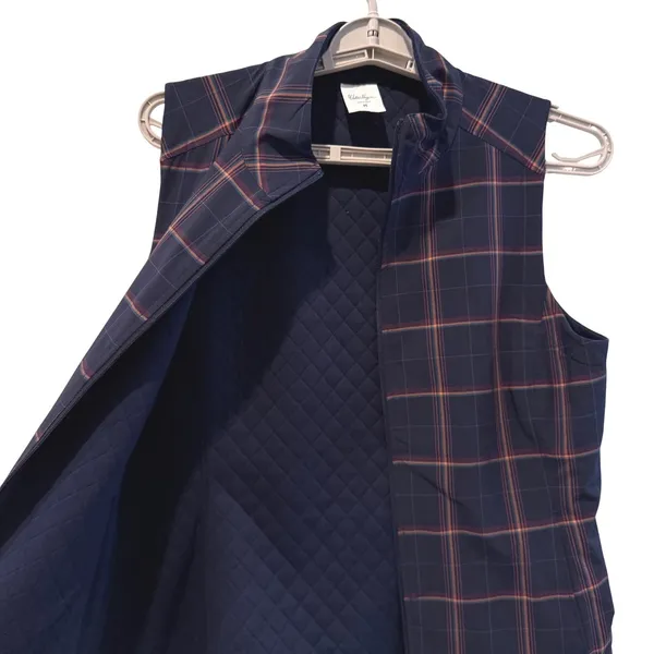 Walter Hagen Clubhouse Reversible Vest Dark Navy Plaid Golf Active Women Medium - Image 4