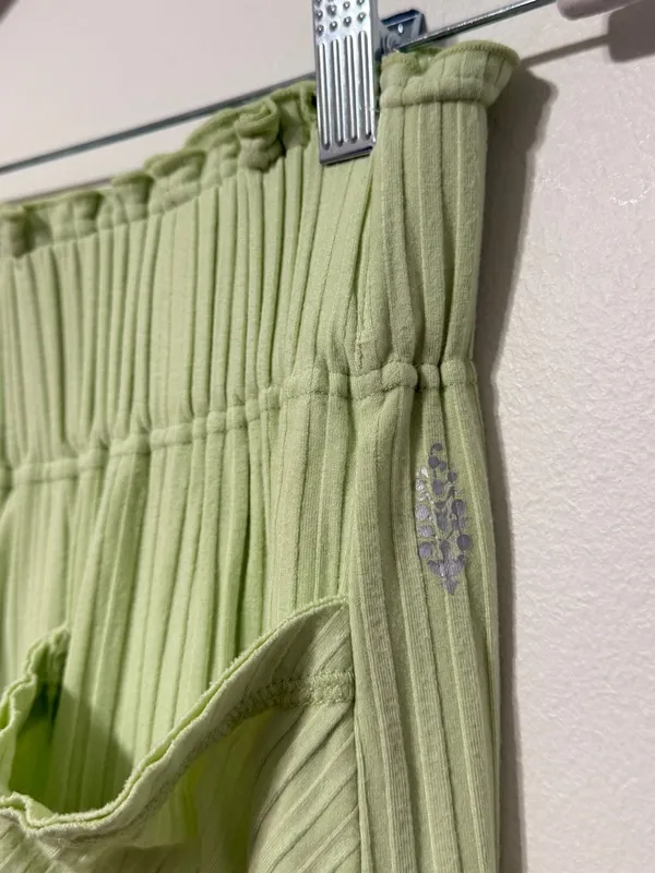 Free People Movement Blissed Out Wide Leg Pants Womens Size XS Green Ribbed - Image 5