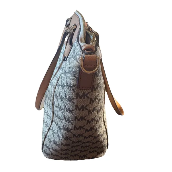 Michael Kors Signature Handbag Brown With Gold tone Lock Zippered - Image 3