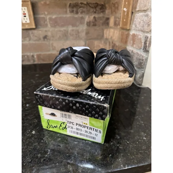 Sam‎ Edelman Abbene black leather slip-on espadrille sandals Size 7 - Image 6