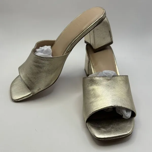 FARYL by Farylrobin Womens Size 7.5 Pip Gold Metallic Sandals Leather Block Heel - Image 5