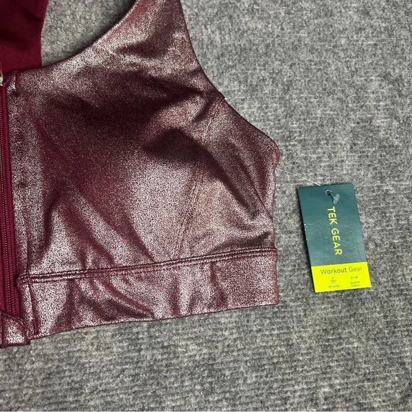 Tek Gear Women's Workout Athletic Sporty Zip Front Racerback Sports Bra Sz L - Image 2