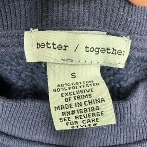 Better/Together Apres Ski Sweatshirt‎ Small Pullover Crewneck Winter Snow Navy - Image 3