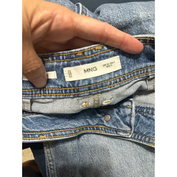 MNG Mango Catherine Culotte High Rise Wide Leg Raw Hem Jeans Blue Size 6 - Image 8