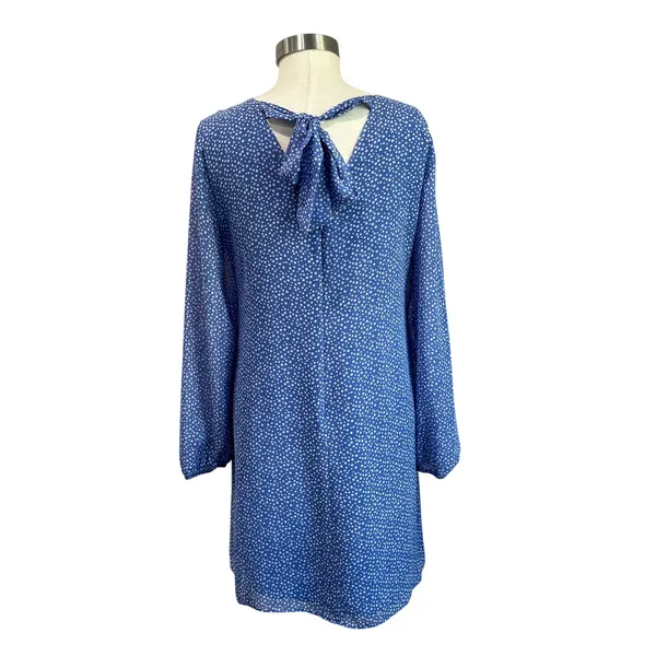 INC Blue Polka Dot Dress Long Sleeve Retro Vintage Inspired Size‎ M - Image 4