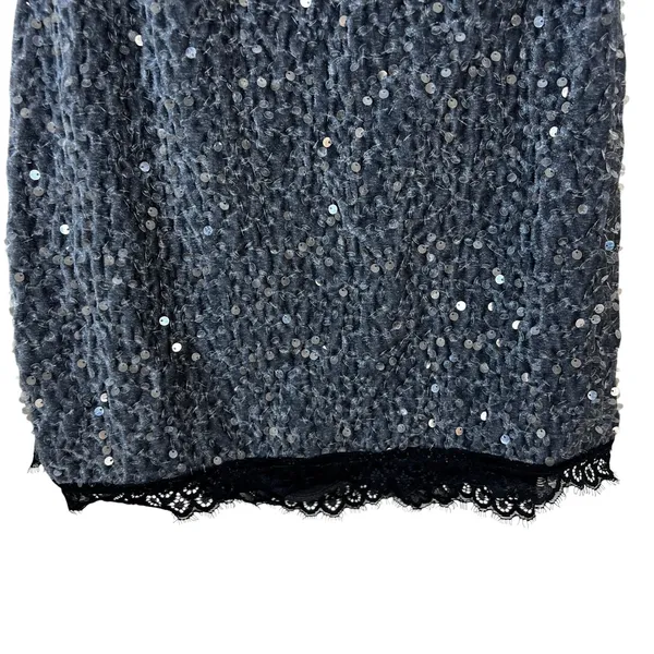NWT Edikted Sylvester Sequin Mini Dress Silver Y2K Lace Trim Low Back Size M - Image 5
