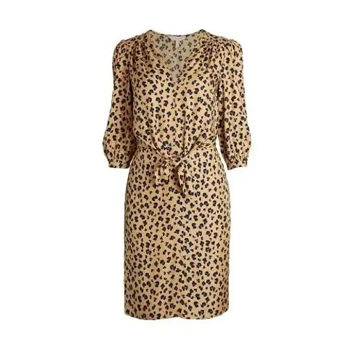 NEW Rebecca Taylor Mini Dress Tie Waist Cappuccino Print Silk Blend‎ Size 0 $395 - Image 3