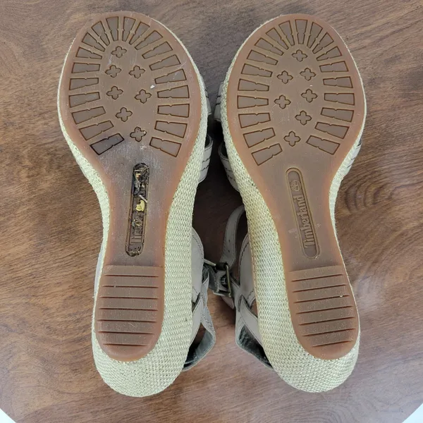 Timberland Earthkeepers Whittier Womens Sandals 9 Gray Jute Leather Wedge 8260R - Image 14