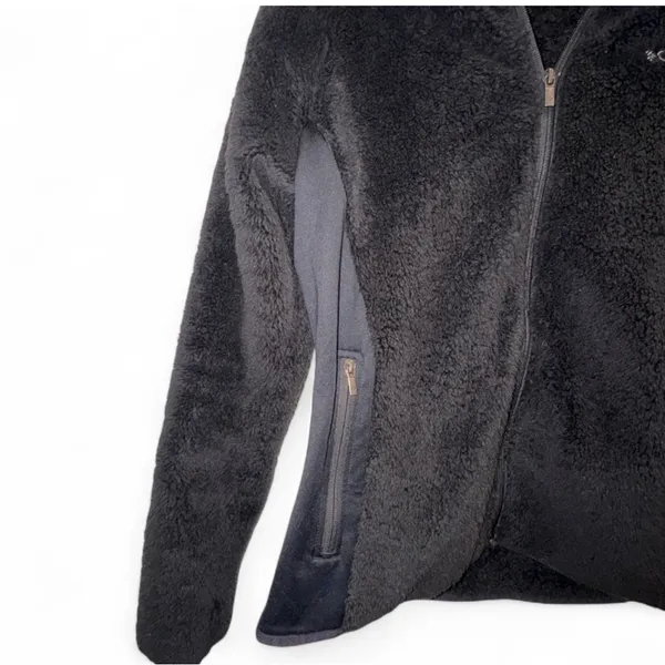 Columbia Black Full Zip Sherpa Fleece Jacket w Stretch Side Panels Size L warm - Image 5