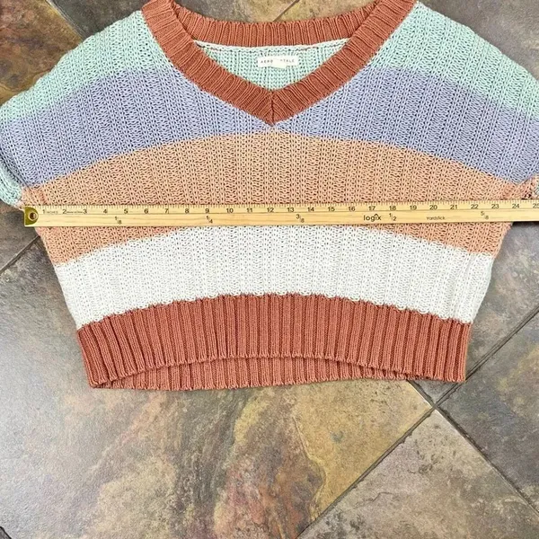 Aeropostale Pastel Block Color V-neck Knit Cropped Sweater Small - Image 8