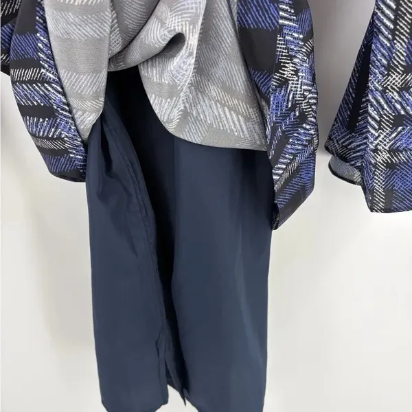 Tyler Boe women’s bell long sleeve silk sheath dress blue black pattern size s - Image 5