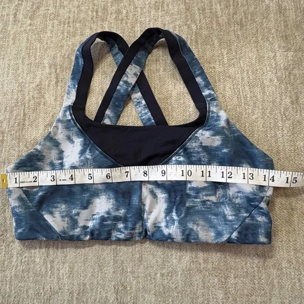 Lululemon On Your Way Sports Bra Women 8 Blue‎ White Tie Dye Luxtreme Activewear - Image 3