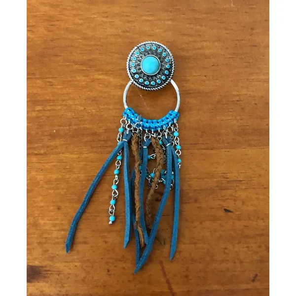 Justin Boots Turquoise Concho Fringe Earrings Western Cowgirl Boho Statement NWT - Image 8