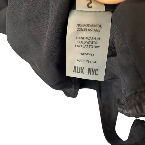 Alix Nyc Dorest Asymmetrical Neckline‎ Cutout Bodysuit Small Black - Image 9