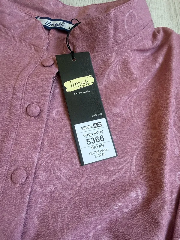 Ilmek Long Pink Dress, Size 42, NWT — Elegant, Long-Sleeve, with Belt - Image 9
