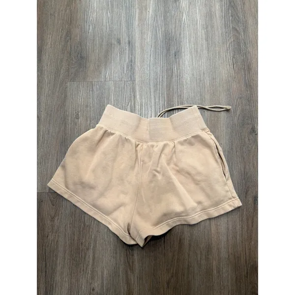 Nike Sportswear Phoenix Fleece High Rise Shorts Tan Beige Womens Small 4015 - Image 3