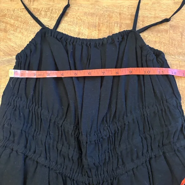 Old Navy Linen Blend Jumpsuit Medium Minimalist Smocked Wide‎ Leg Ankle Black - Image 9