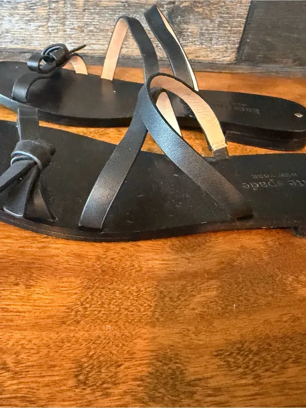 kate spade Black Leather Knot Toe Strappy Sandals Size 6 - Image 2