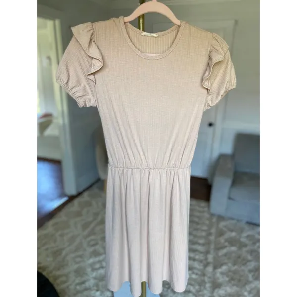 Urban Rose Knit Mini Dress Cottagecore Ruffle Sleeve Summer Wedding Event Ribbed - Image 2