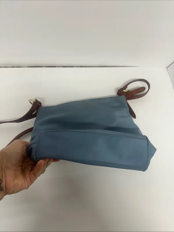 Dooney & Bourke Blue Crossbody with Brown Leather Trim - Image 6