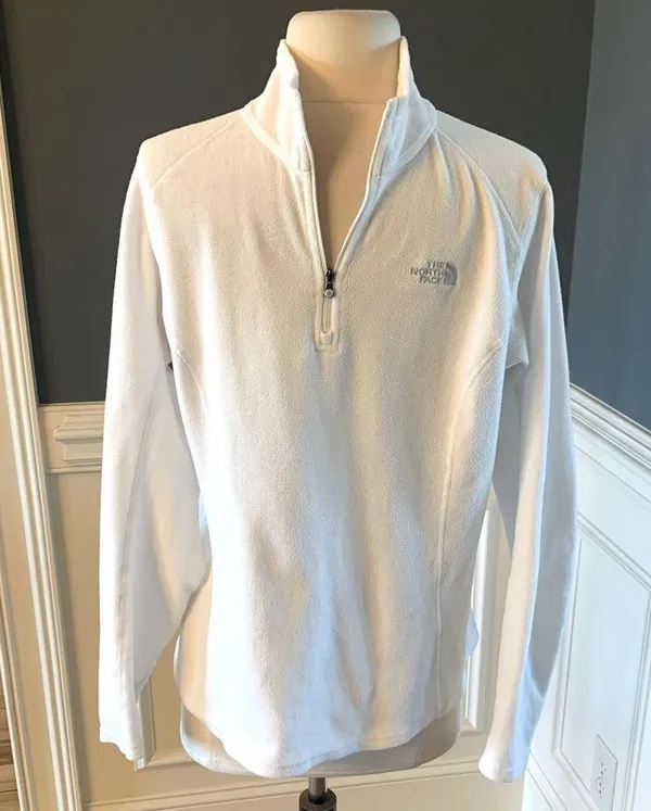 The North Face Lightweight Pullover White Long Sleeve Fleece Top Womens Medium - Image 5
