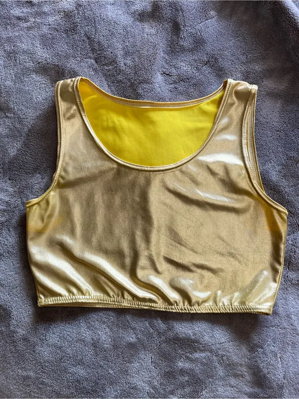 GOLD OUT Metallic Crop Tank Top Casual Costume Gameday Adult Sz M EUC - Image 5