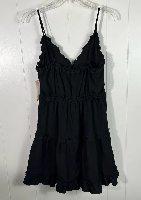 Inspired Hearts Black Ruffle Trim Fit & Flare Mini Tank Dress Medium M NWT - Image 8