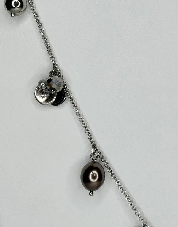 Chico's Cluster Beaded Pendant Silver Tone Long Necklace ✨ - Image 5