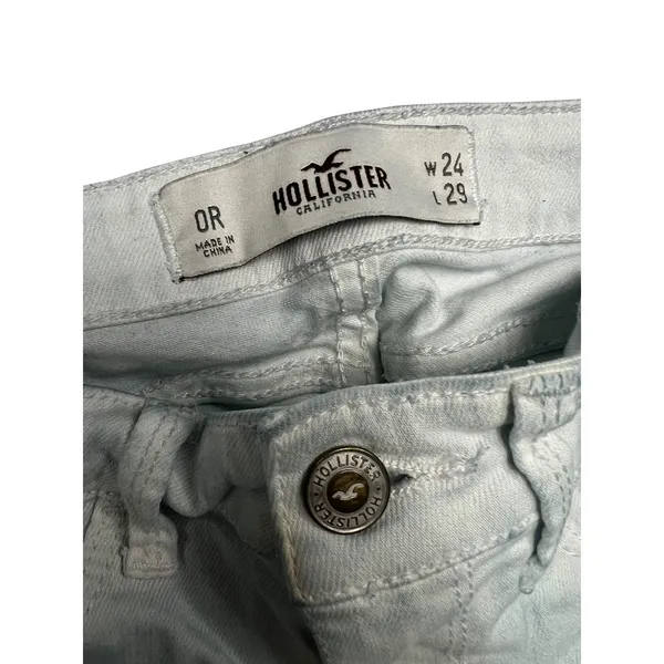 Hollister Womens W24 L29 Light Wash Low Rise Straight Leg Stretch Jeans 0R - Image 3