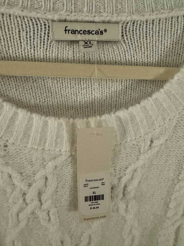 Francesca's Cozy White Cable Knit Sweater Dress - Image 5