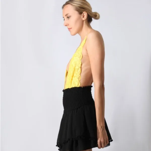 Comin' in‎ HAHT Bodysuit in Lemon free people HAH medium - Image 7
