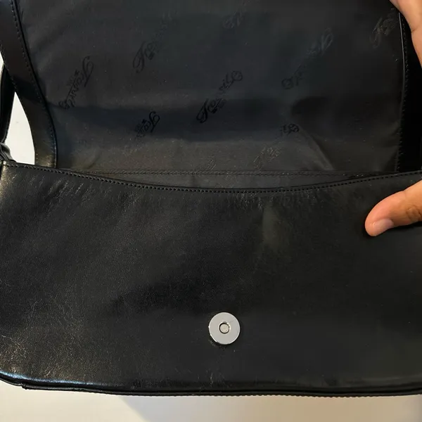 Vintage Fossil Black Leather Hobo Shoulder Flap Bag‎ Y2K - Image 2