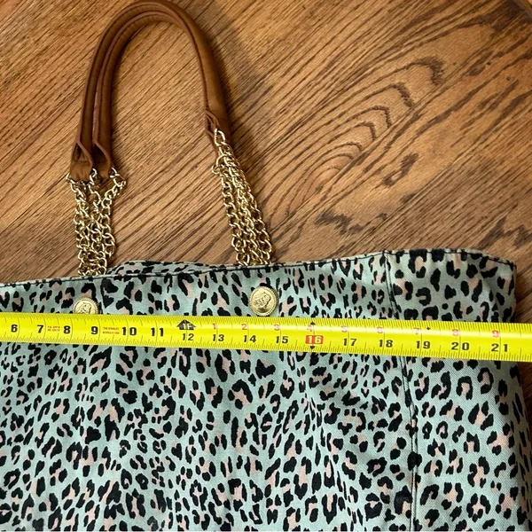 Juicy Couture | Teal Leopard Print Y2k Large Tote Bag - Image 10