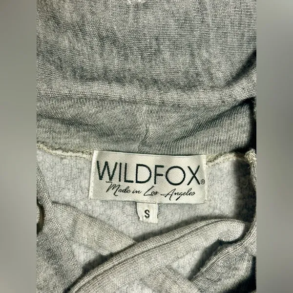 WILDFOX‎ Sweatshirt Hoodie Women’s Small Gray Oversized Lace Up Hutton USA Made - Image 8