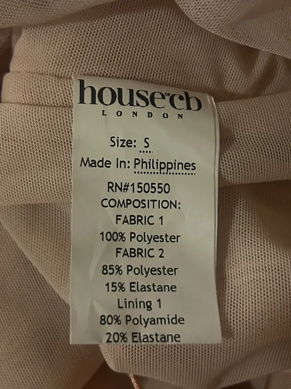 House of CB FREYJA Satin Ruched Long Sleeve Body-Con Dress Small A/C Crystal - Image 5