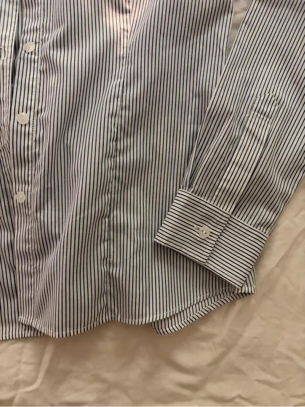 Classic Women's Blue and White Pinstripe Button-Down Shirt - Image 5