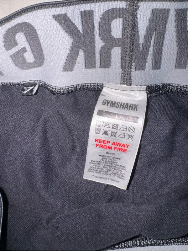 Gymshark Black Shorts with Gray Branded Waistband - Image 3