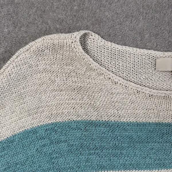 LOFT Women's Large Striped Knit Sweater Top Teal Orange Pink Drop Shoulder Boxy - Image 5