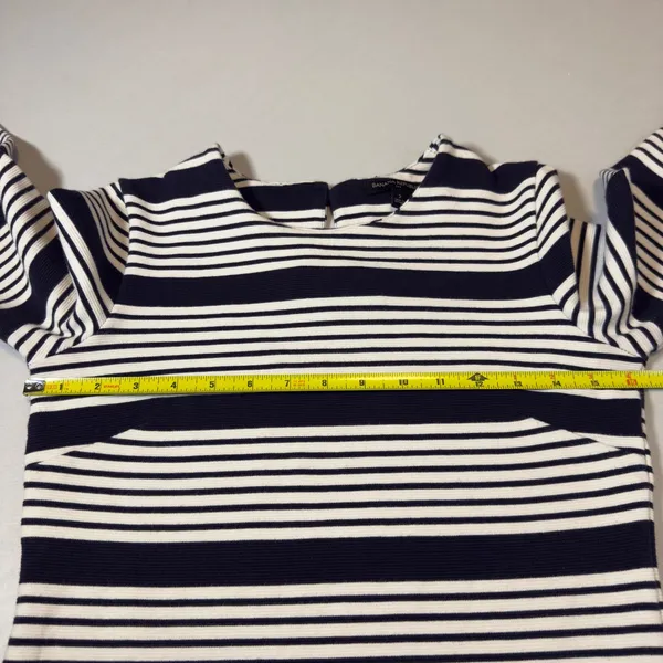 Banana Republic Womens 3/4 Sleeve Navy White Striped Ottoman‎ Rib Sheath Dress 2 - Image 8