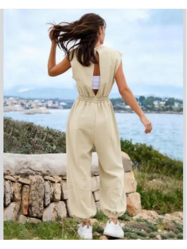 Sleeveless Balloon Leg Jumpsuit Size Xl Pale Green - Image 7